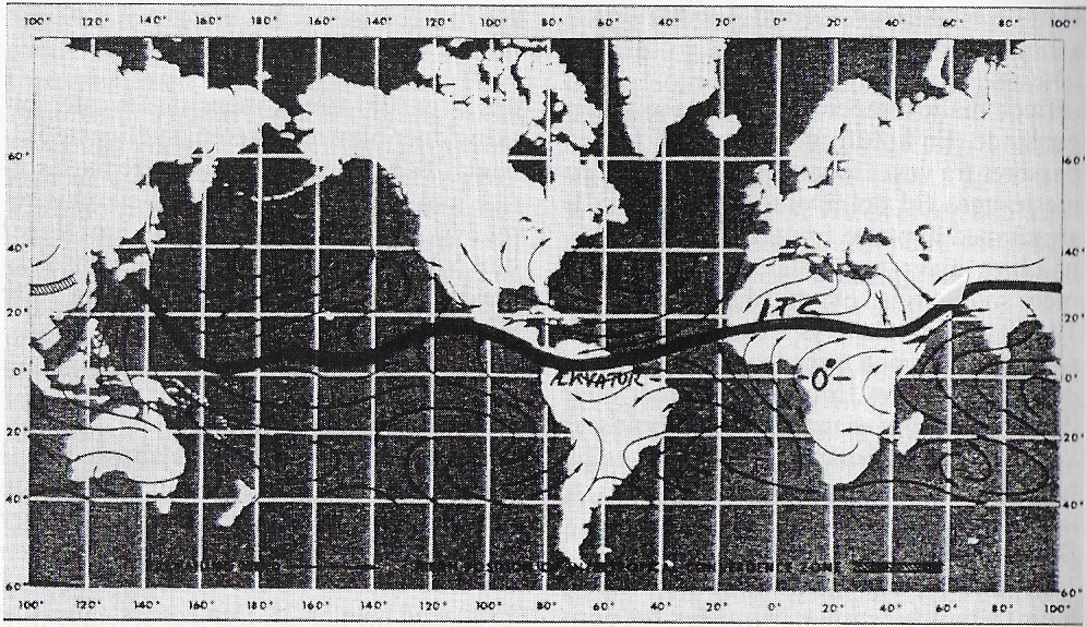 Fig. 1. Position af den Intertropiske Konvergenszone (ITC).