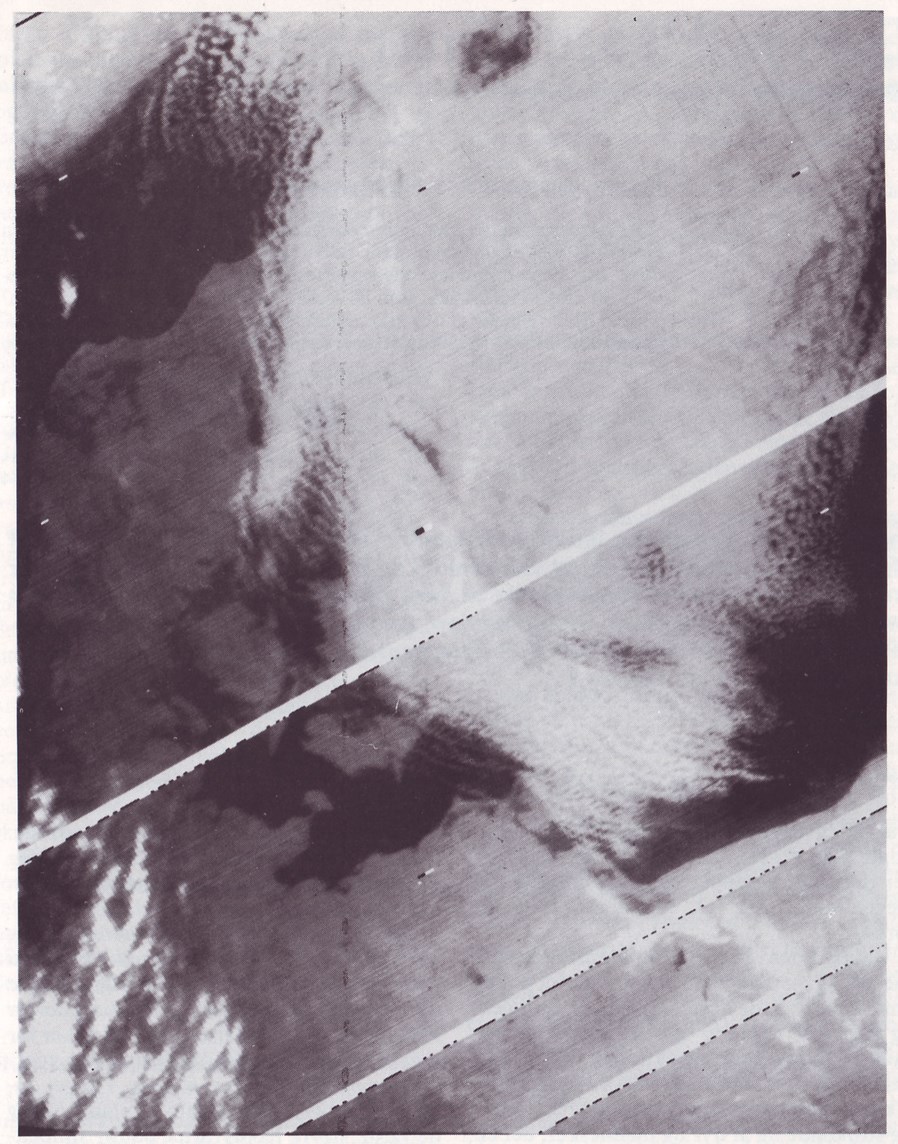 Sat 2. NOAA 8. infrarødt billede. 17/2-84 1651z. Nedtaget i observatoriet, Rude Skov.